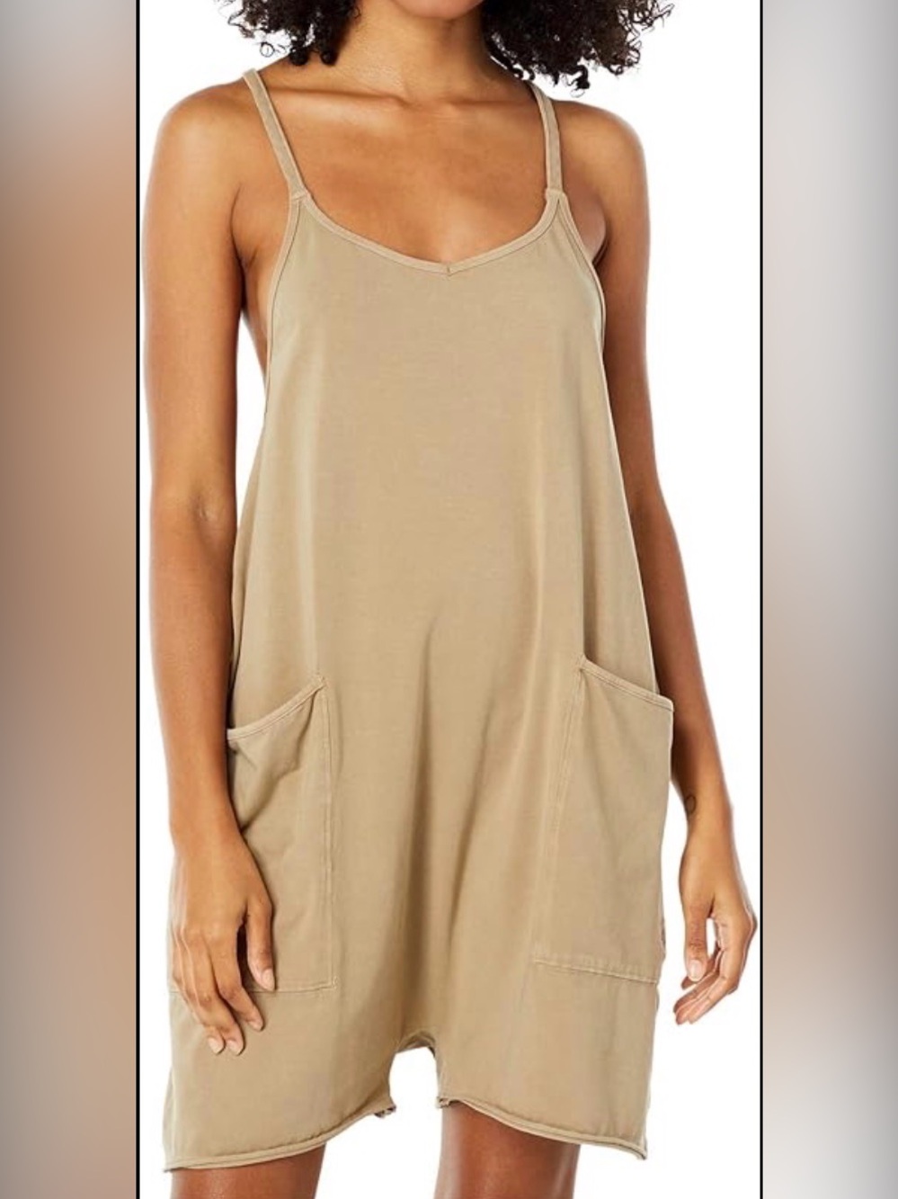 EUC Free People FP Movement Hot Shot Romper Tan Short Jumpsuit Small
